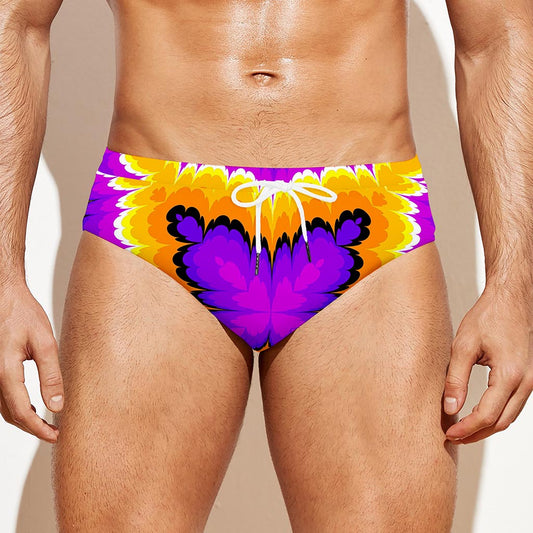 Yellow Explosion Moving Optical Illusion Men's Swim Briefs