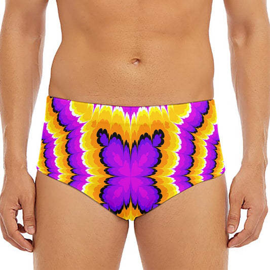 Yellow Explosion Moving Optical Illusion Men's Triangle Swim Briefs
