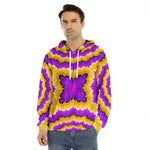 Yellow Explosion Moving Optical Illusion Men's Velvet Pullover Hoodie