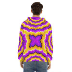 Yellow Explosion Moving Optical Illusion Men's Velvet Pullover Hoodie