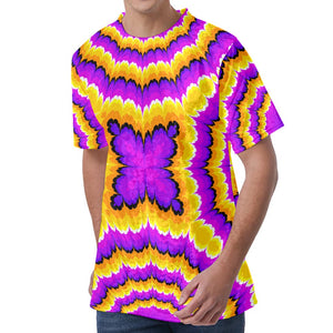 Yellow Explosion Moving Optical Illusion Men's Velvet T-Shirt