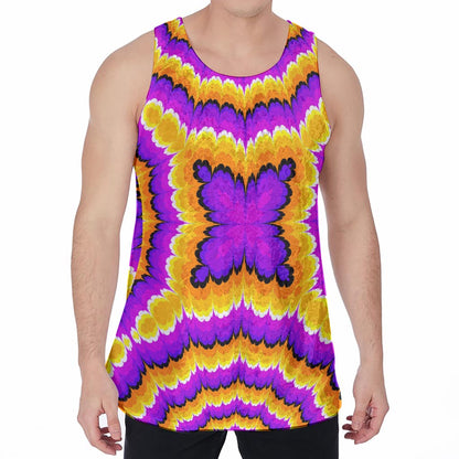 Yellow Explosion Moving Optical Illusion Men's Velvet Tank Top