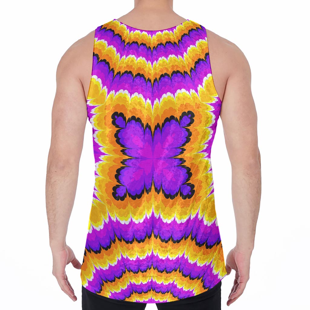 Yellow Explosion Moving Optical Illusion Men's Velvet Tank Top