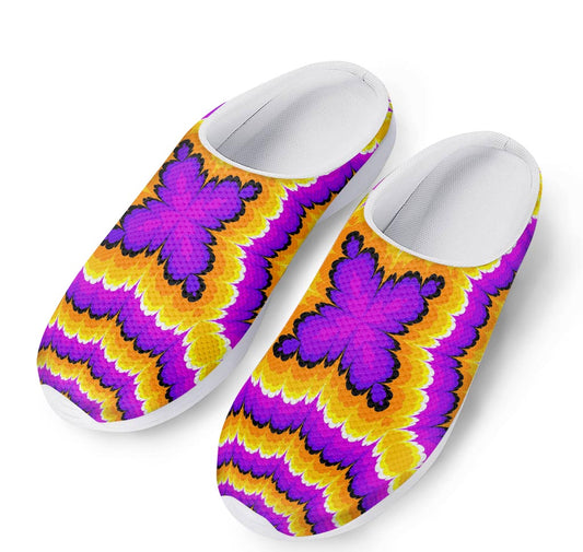 Yellow Explosion Moving Optical Illusion Mesh Casual Shoes