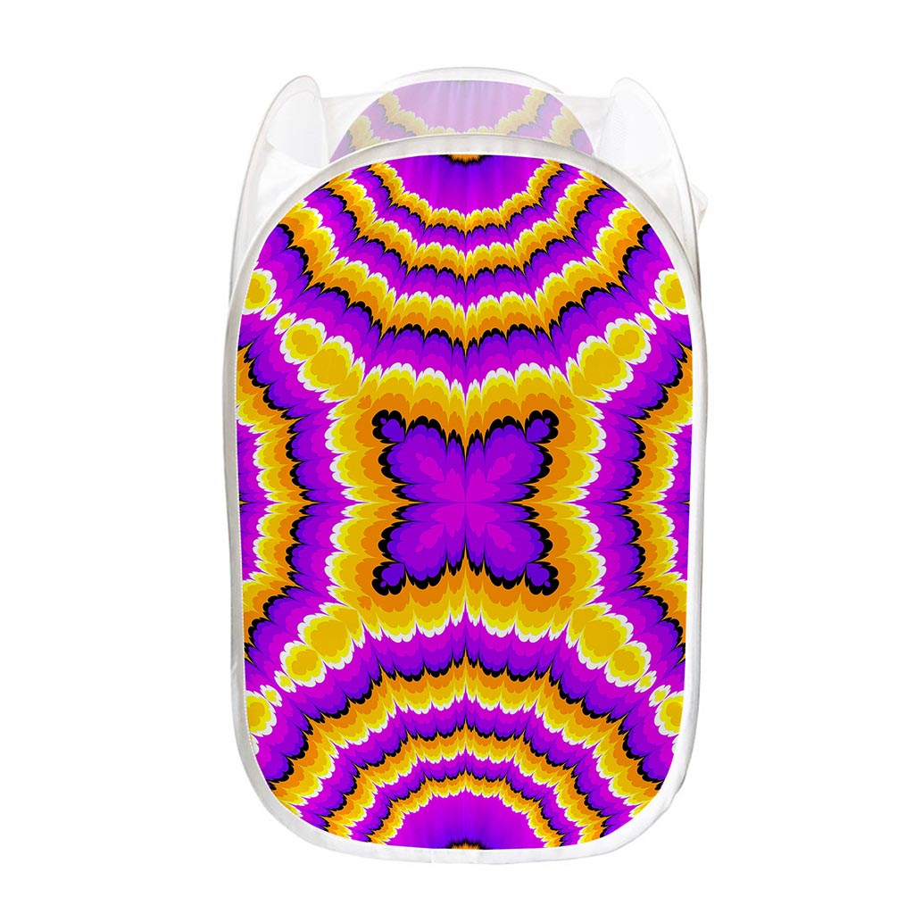 Yellow Explosion Moving Optical Illusion Mesh Laundry Hamper