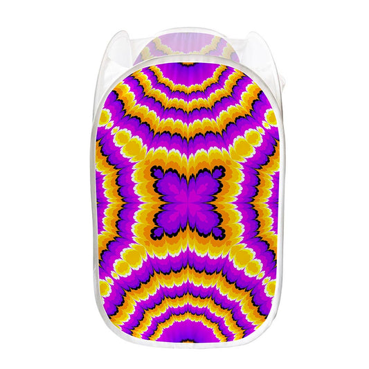 Yellow Explosion Moving Optical Illusion Mesh Laundry Hamper