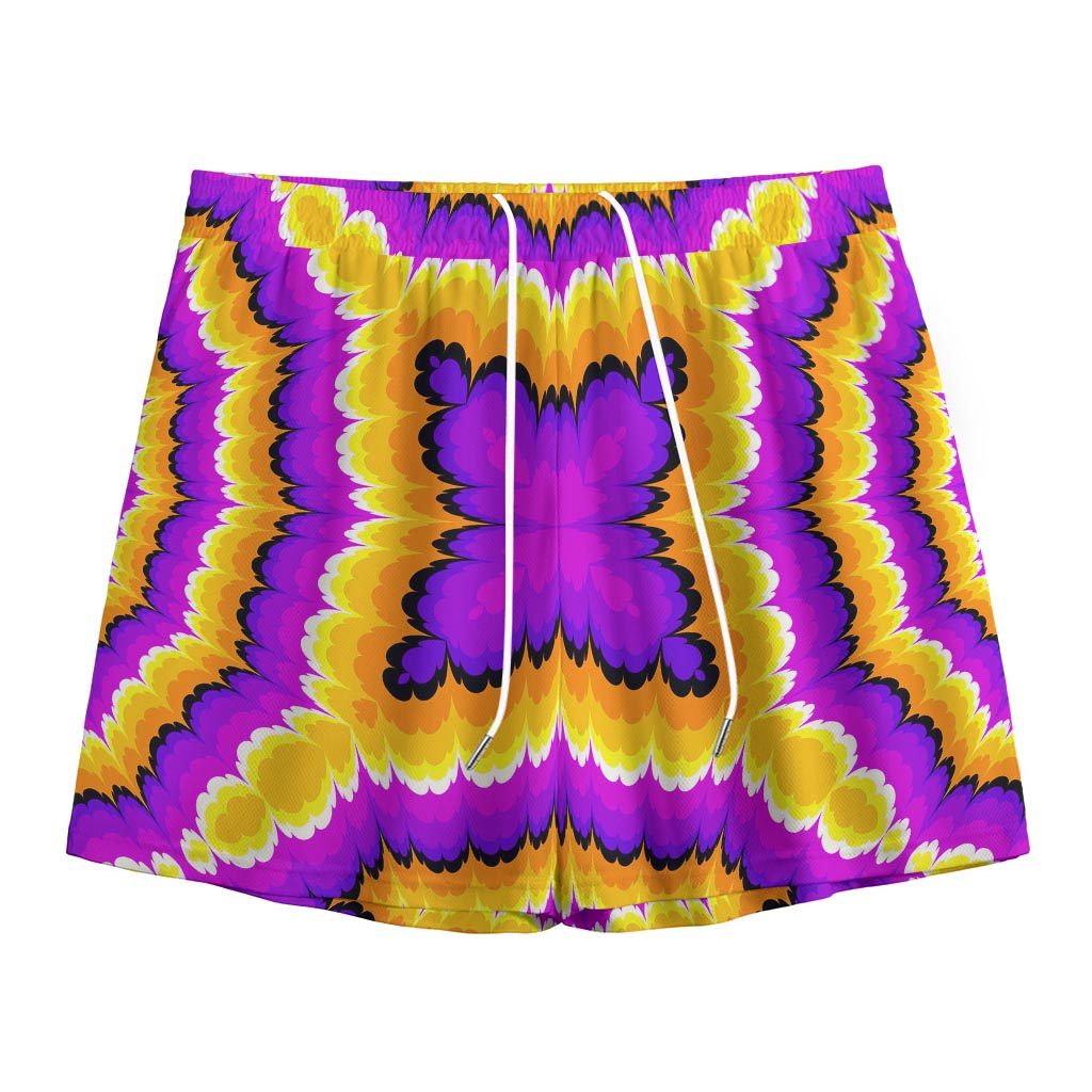 Yellow Explosion Moving Optical Illusion Mesh Shorts