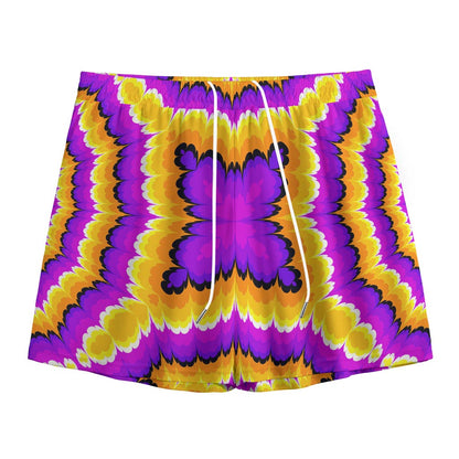 Yellow Explosion Moving Optical Illusion Mesh Shorts