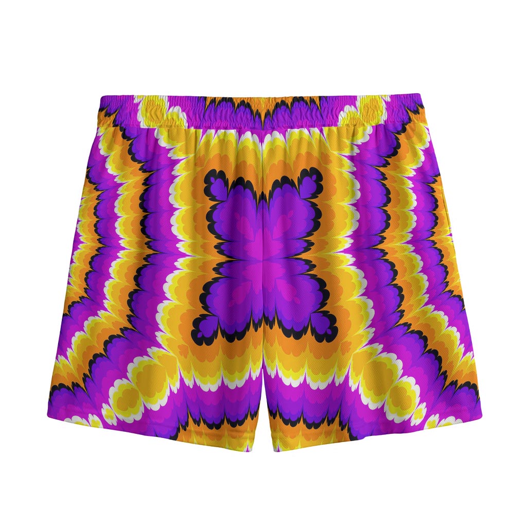Yellow Explosion Moving Optical Illusion Mesh Shorts