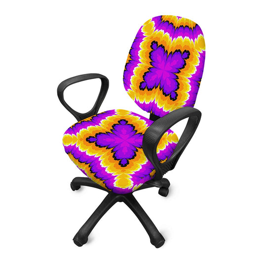 Yellow Explosion Moving Optical Illusion Office Chair Cover