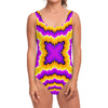 Yellow Explosion Moving Optical Illusion One Piece Swimsuit