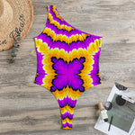 Yellow Explosion Moving Optical Illusion One Shoulder Bodysuit