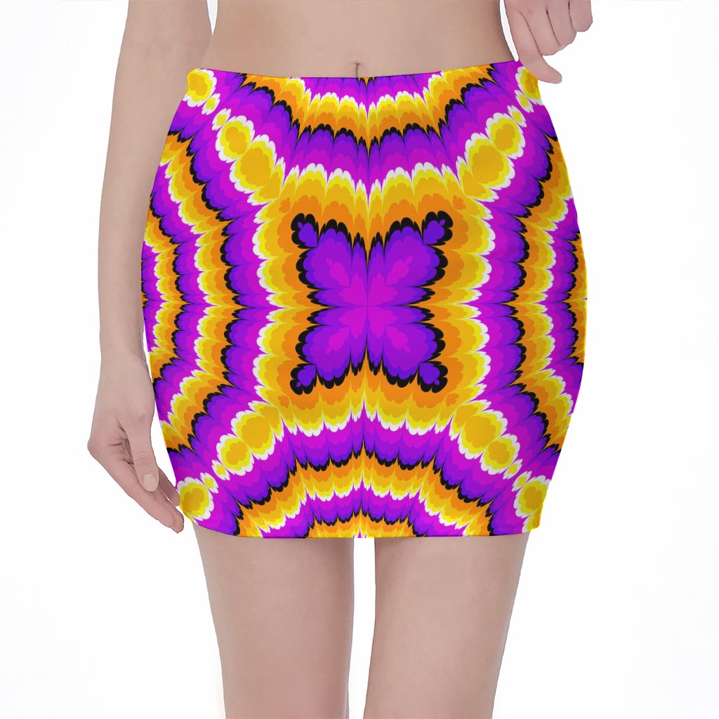 Yellow Explosion Moving Optical Illusion Pencil Mini Skirt