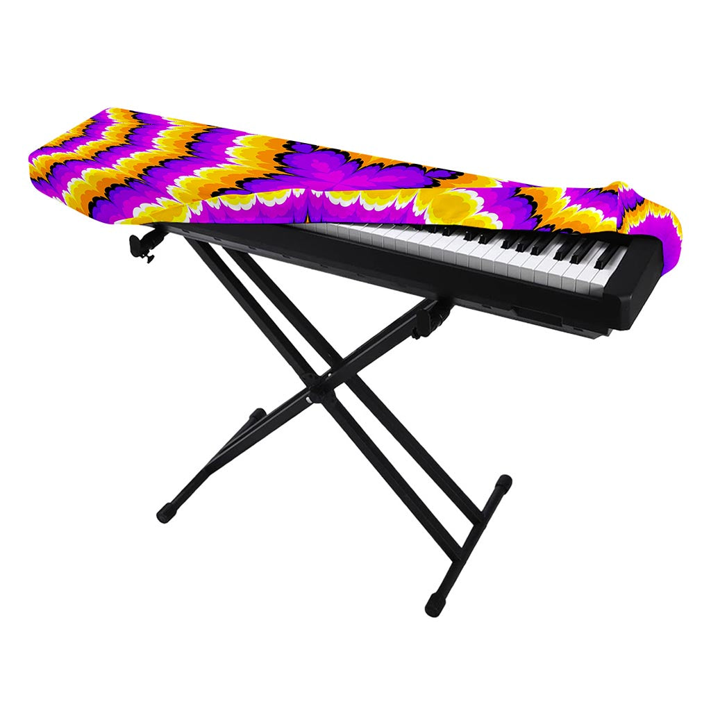 Yellow Explosion Moving Optical Illusion Piano Keyboard Cover