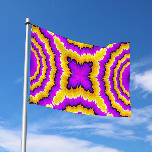 Yellow Explosion Moving Optical Illusion Polyester Flag