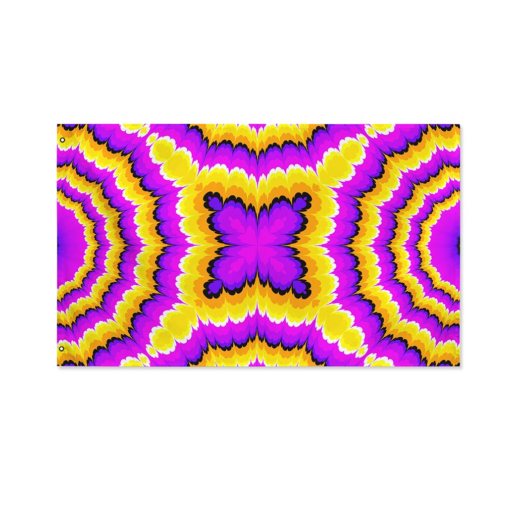 Yellow Explosion Moving Optical Illusion Polyester Flag