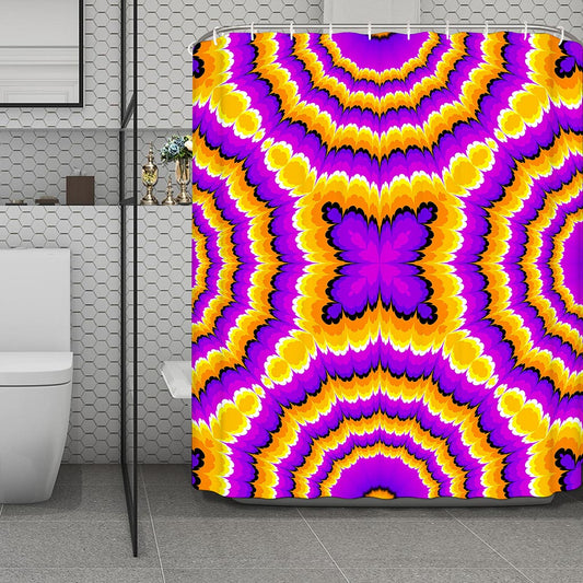 Yellow Explosion Moving Optical Illusion Polyester Shower Curtain