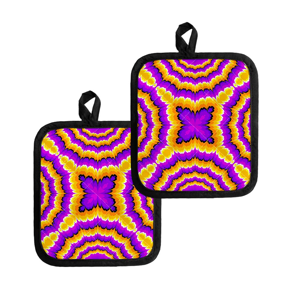 Yellow Explosion Moving Optical Illusion Pot Holders
