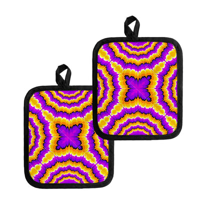 Yellow Explosion Moving Optical Illusion Pot Holders