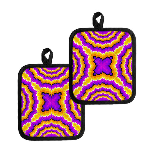 Yellow Explosion Moving Optical Illusion Pot Holders