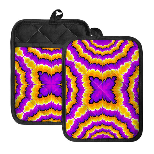 Yellow Explosion Moving Optical Illusion Pot Holders With Pocket