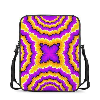 Yellow Explosion Moving Optical Illusion Rectangular Crossbody Bag