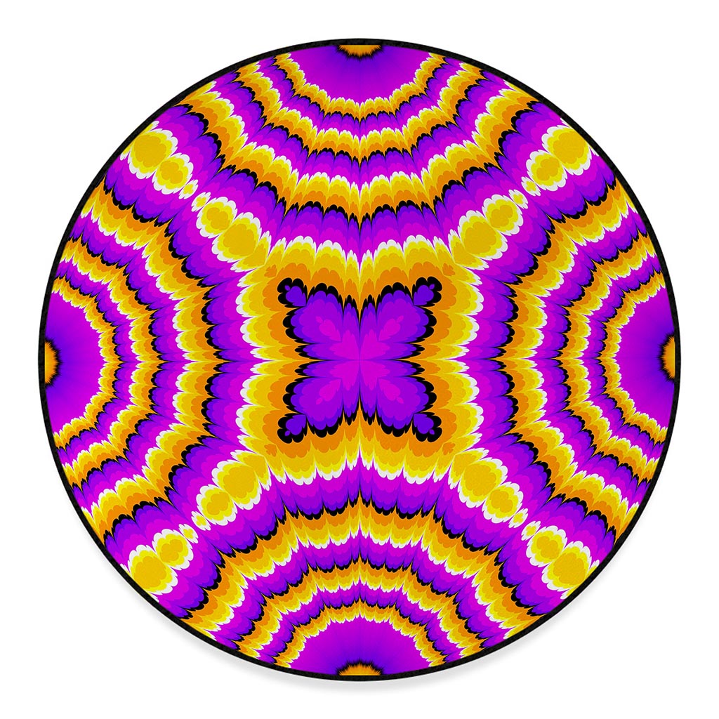 Yellow Explosion Moving Optical Illusion Round Floor Mat