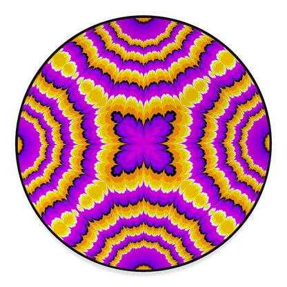 Yellow Explosion Moving Optical Illusion Round Floor Mat