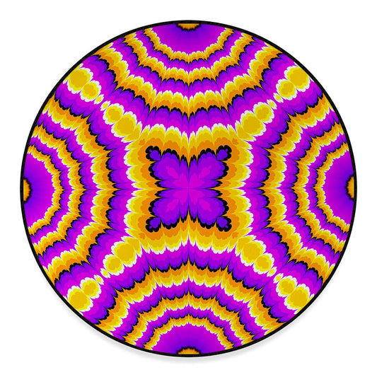 Yellow Explosion Moving Optical Illusion Round Floor Mat