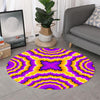 Yellow Explosion Moving Optical Illusion Round Rug