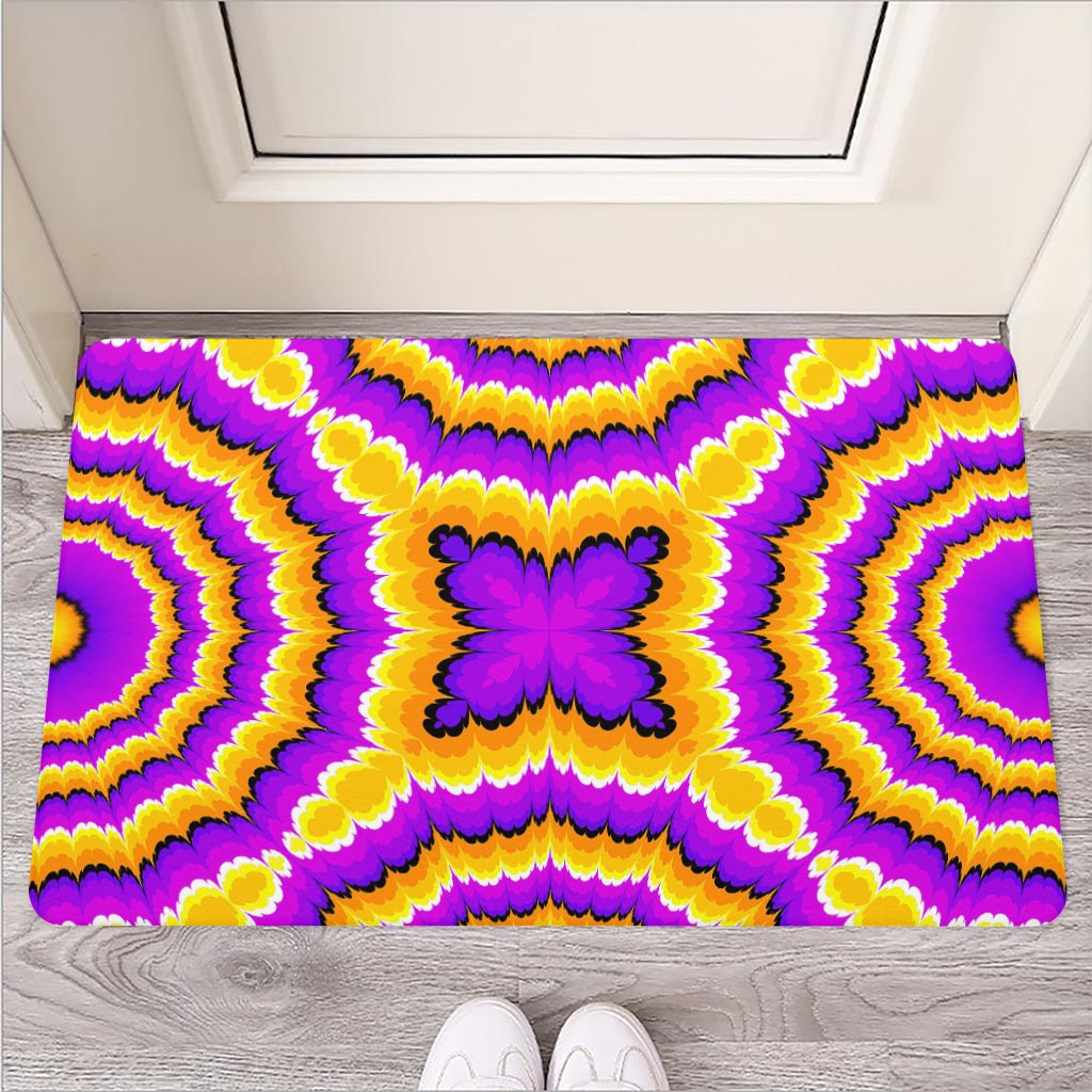 Yellow Explosion Moving Optical Illusion Rubber Doormat