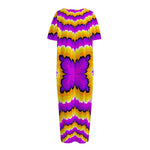 Yellow Explosion Moving Optical Illusion Short Sleeve Long Nightdress