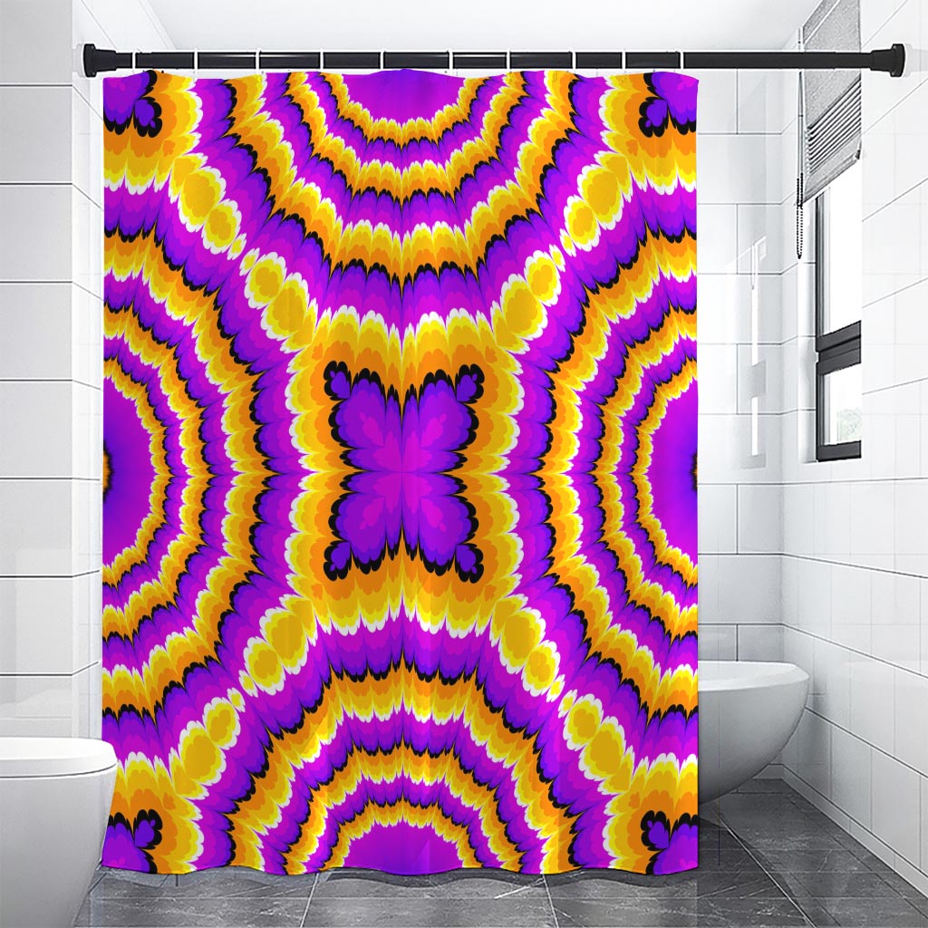 Yellow Explosion Moving Optical Illusion Shower Curtain