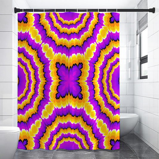 Yellow Explosion Moving Optical Illusion Shower Curtain