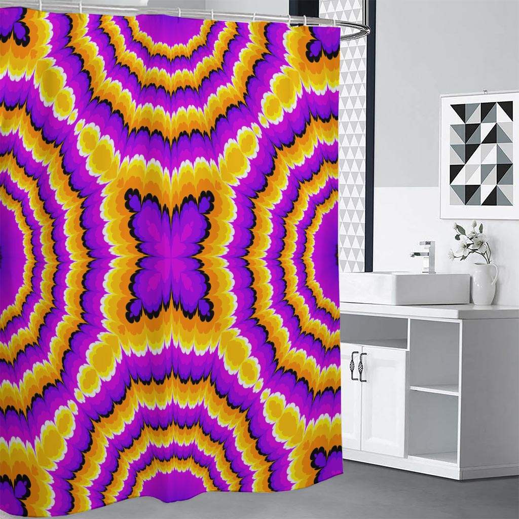 Yellow Explosion Moving Optical Illusion Shower Curtain
