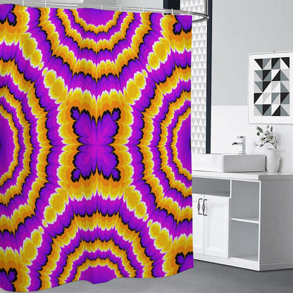 Yellow Explosion Moving Optical Illusion Shower Curtain
