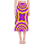Yellow Explosion Moving Optical Illusion Side Slit Midi Skirt