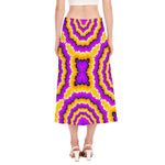 Yellow Explosion Moving Optical Illusion Side Slit Midi Skirt