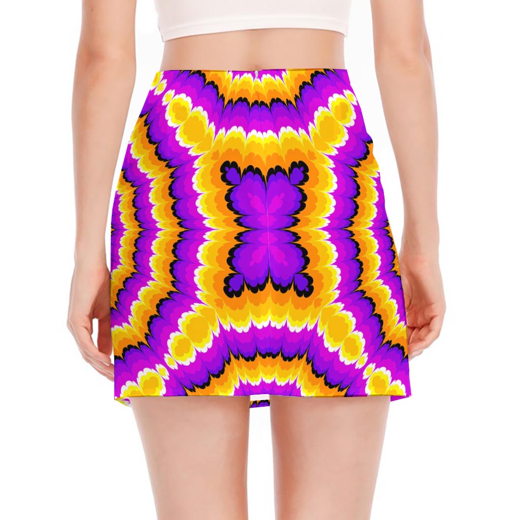 Yellow Explosion Moving Optical Illusion Side Slit Mini Skirt
