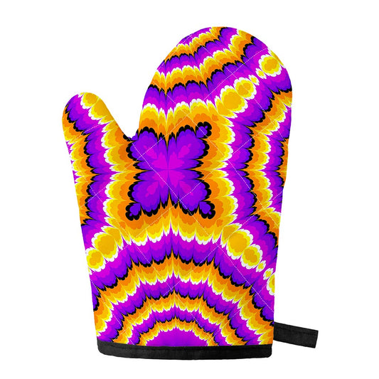 Yellow Explosion Moving Optical Illusion Single Oven Mitt