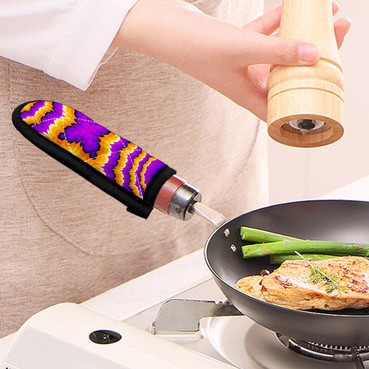 Yellow Explosion Moving Optical Illusion Skillet Handle Cover