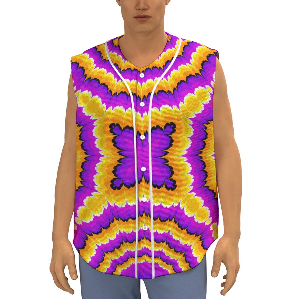 Yellow Explosion Moving Optical Illusion Sleeveless Baseball Jersey