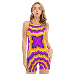 Yellow Explosion Moving Optical Illusion Sleeveless One Piece Swimsuit
