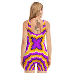 Yellow Explosion Moving Optical Illusion Sleeveless One Piece Swimsuit