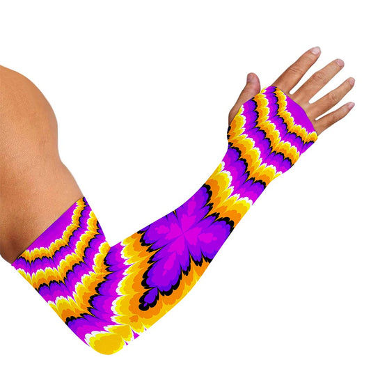 Yellow Explosion Moving Optical Illusion Sun Protection Arm Sleeves