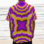 Yellow Explosion Moving Optical Illusion Textured Short Sleeve Shirt
