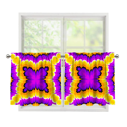 Yellow Explosion Moving Optical Illusion Tier Curtains