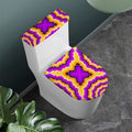 Yellow Explosion Moving Optical Illusion Toilet Lid And Tank Cover Set
