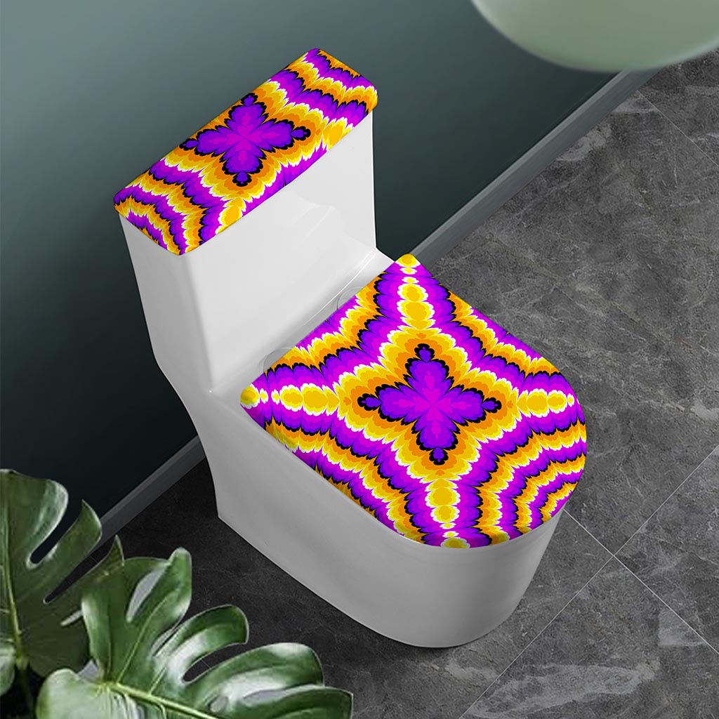 Yellow Explosion Moving Optical Illusion Toilet Lid And Tank Cover Set