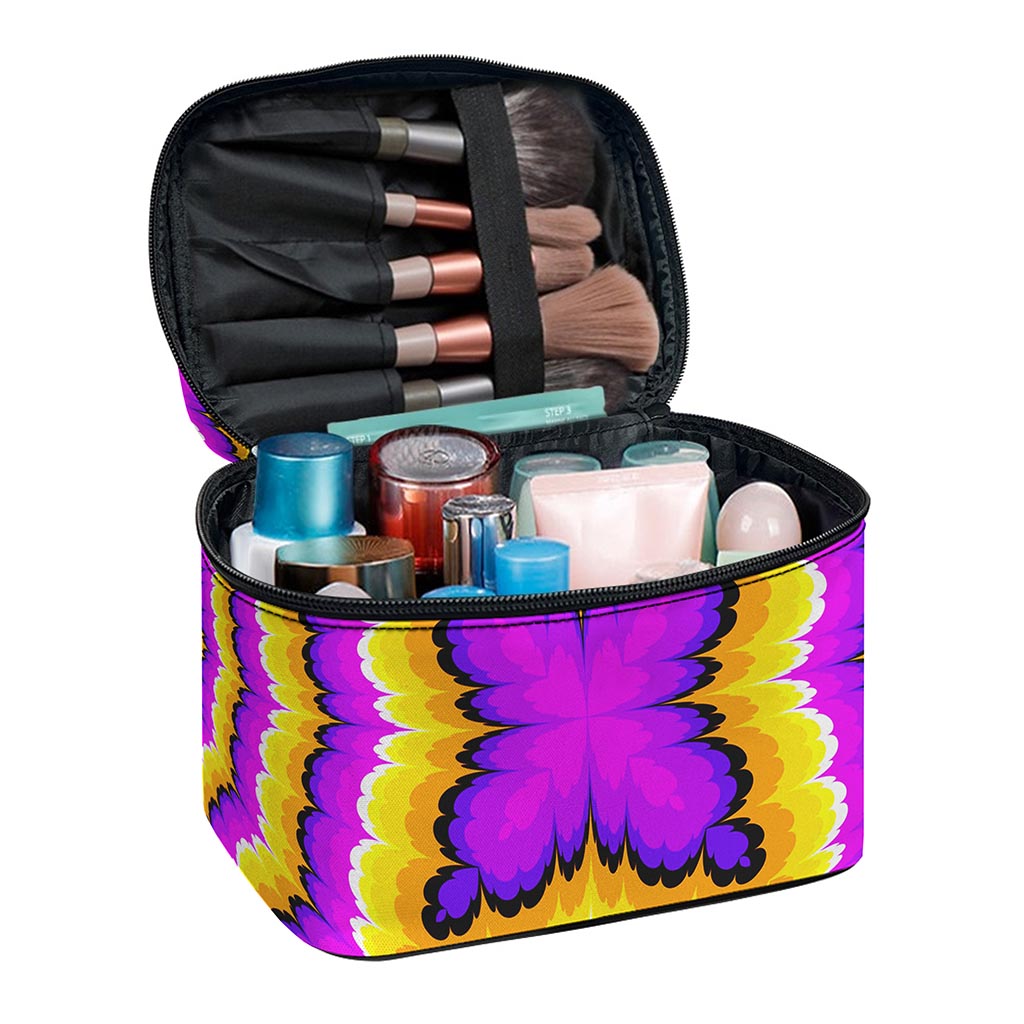 Yellow Explosion Moving Optical Illusion Travel Makeup Bag
